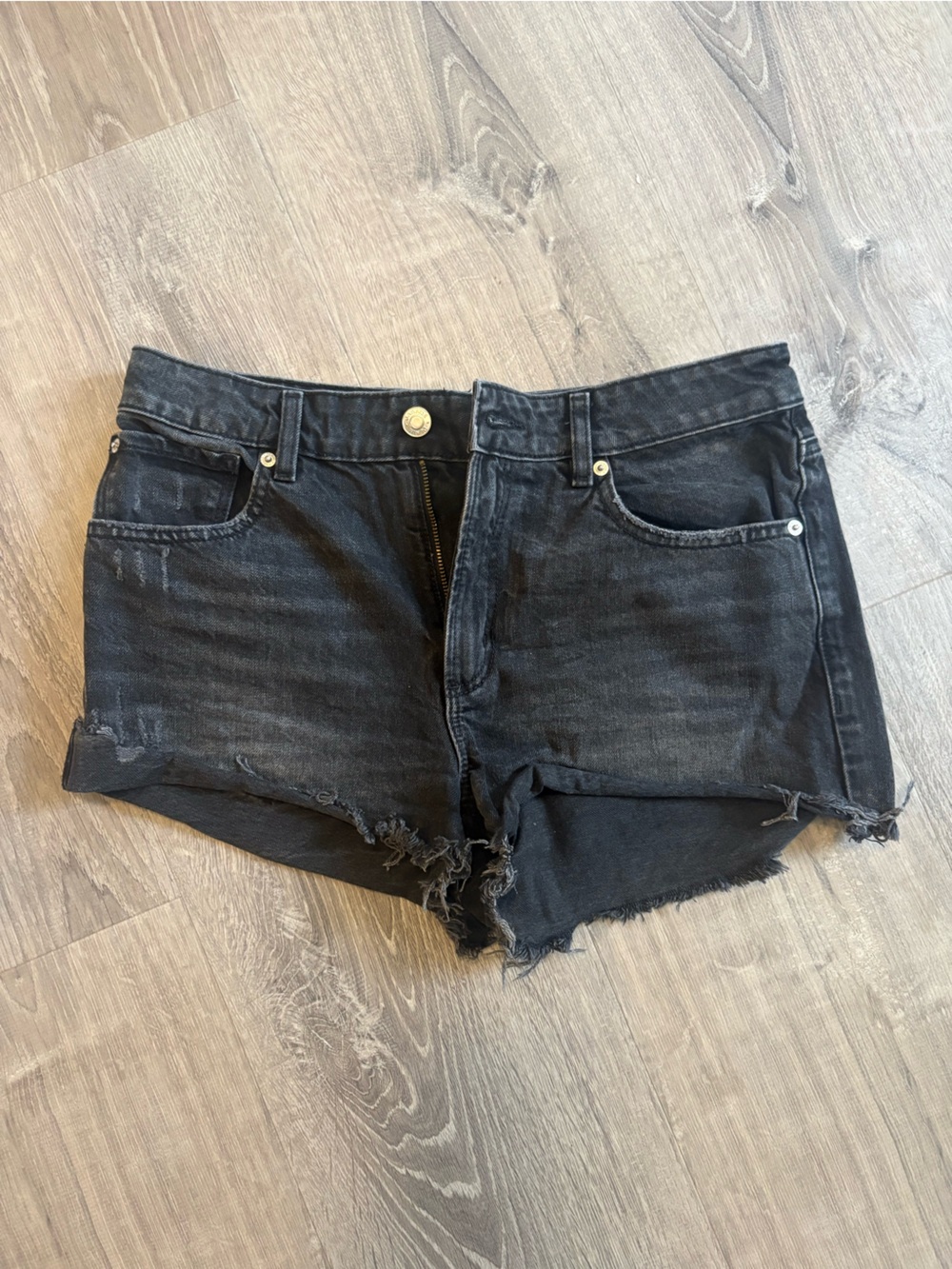 Garage Black High-Rise Distressed Denim Shorts